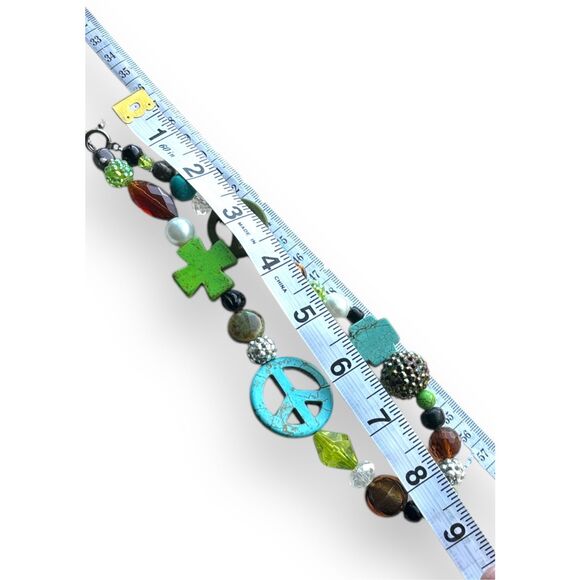 Y2K chunky beaded peace‎ sign hippie boho necklace festival boho hippie - Picture 3 of 5